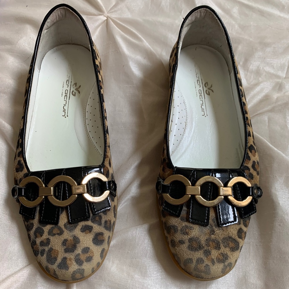 Walter Genuin Leopard Loafer Golf Shoes sz 39